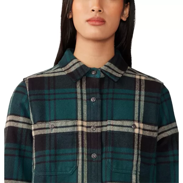 imageMountain Hardwear Womens Plusher Long Sleeve Shirt for Hiking Camping and Casual WearDark Marsh Plaid Print