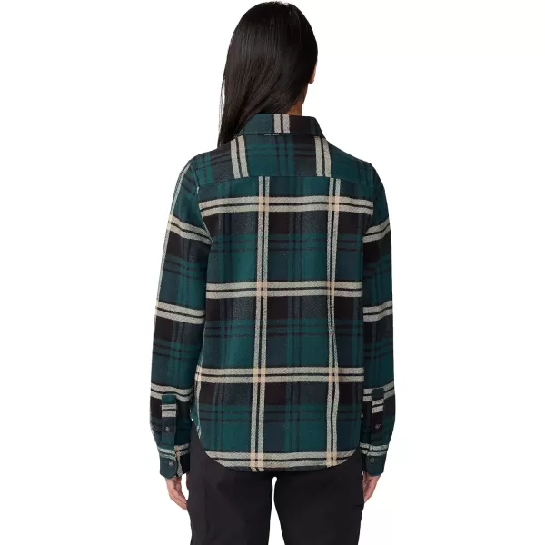 imageMountain Hardwear Womens Plusher Long Sleeve Shirt for Hiking Camping and Casual WearDark Marsh Plaid Print