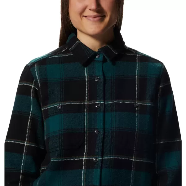 imageMountain Hardwear Womens Plusher Long Sleeve Shirt for Hiking Camping and Casual WearDark Marsh Tartan Plaid