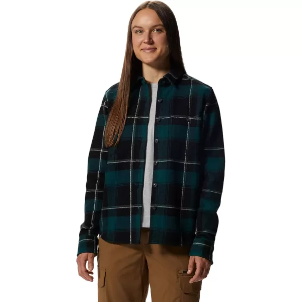 imageMountain Hardwear Womens Plusher Long Sleeve Shirt for Hiking Camping and Casual WearDark Marsh Tartan Plaid