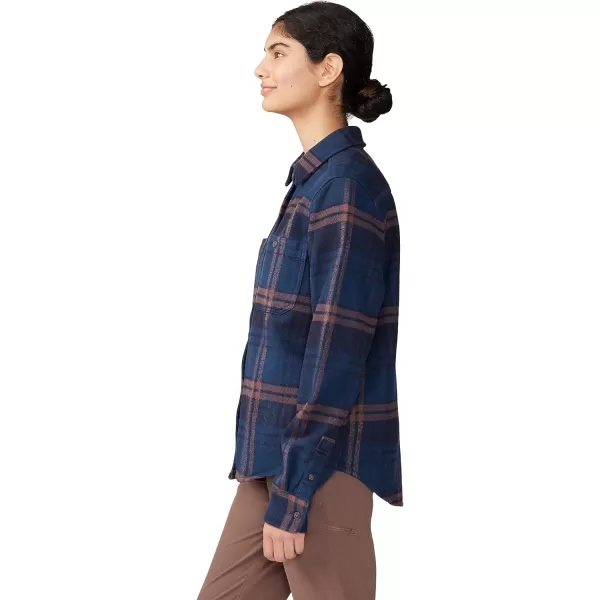imageMountain Hardwear Womens Plusher Long Sleeve Shirt for Hiking Camping and Casual WearDark Zinc Plaid Print