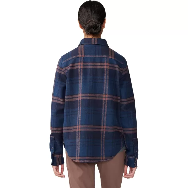 imageMountain Hardwear Womens Plusher Long Sleeve Shirt for Hiking Camping and Casual WearDark Zinc Plaid Print