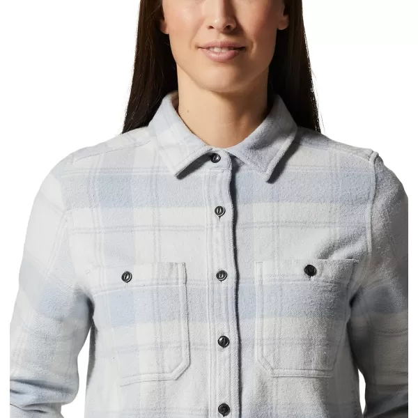 imageMountain Hardwear Womens Plusher Long Sleeve Shirt for Hiking Camping and Casual WearGlacial