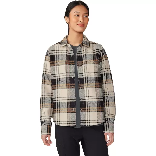imageMountain Hardwear Womens Plusher Long Sleeve Shirt for Hiking Camping and Casual WearOyster Shell Plaid Print