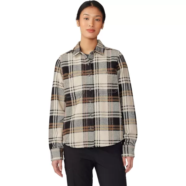 imageMountain Hardwear Womens Plusher Long Sleeve Shirt for Hiking Camping and Casual WearOyster Shell Plaid Print
