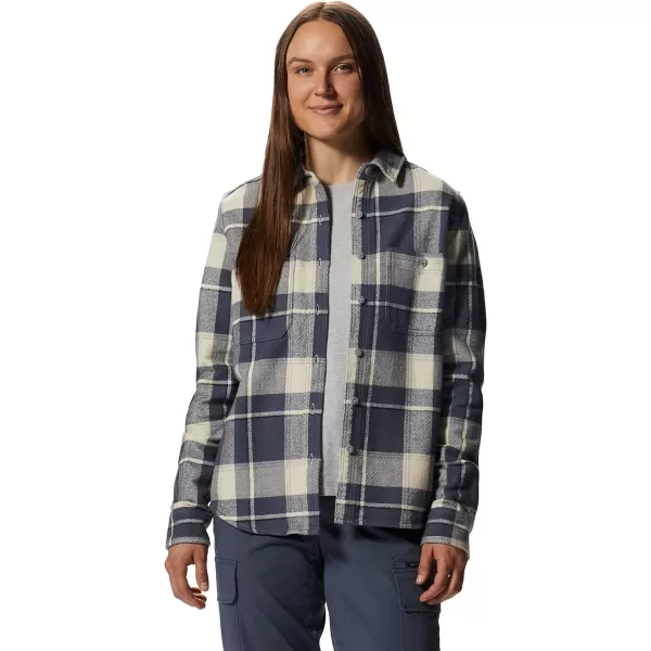 imageMountain Hardwear Womens Plusher Long Sleeve Shirt for Hiking Camping and Casual WearWild Oyster Tartan Plaid