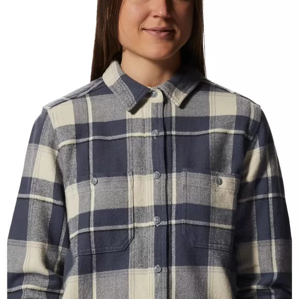 imageMountain Hardwear Womens Plusher Long Sleeve Shirt for Hiking Camping and Casual WearWild Oyster Tartan Plaid