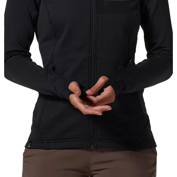 imageMountain Hardwear Womens Polartec Power Grid Full Zip Hoody for Climbing Hiking and Camping  Breathable and InsulatedBlack