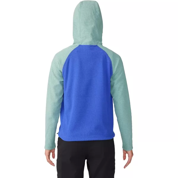 imageMountain Hardwear Womens Summit Grid Half Zip Hoody for Backpacking Hiking and Camping  Lightweight and InsulatedBlue PrintLichen Green