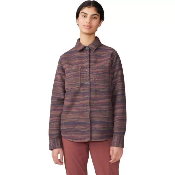 imageMountain Hardwear Womens Granite Peak Long Sleeve Flannel for Camping Travel AprsSki and Everyday WearClay Earth Landscape Jacquard