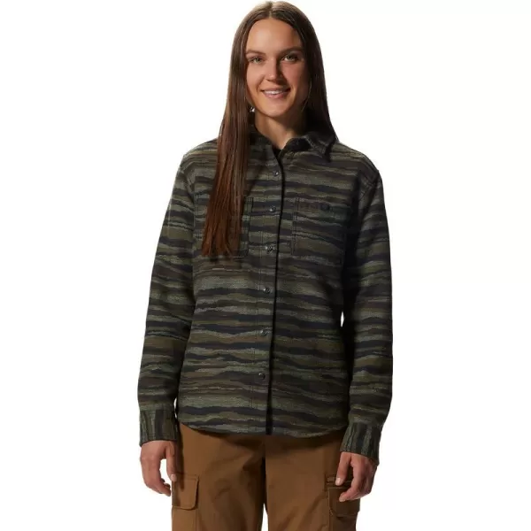 imageMountain Hardwear Womens Granite Peak Long Sleeve Flannel for Camping Travel AprsSki and Everyday WearCorozo Nut Landscape Print