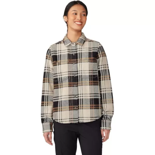 imageMountain Hardwear Womens Plusher Long Sleeve Shirt for Hiking Camping and Casual WearOyster Shell Plaid Print