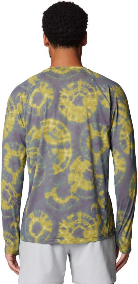imageMountain Hardwear Mens Crater Lake Long Sleeve Crew Shirt for Hiking Camping Outdoor Adventures and Casual WearAdriatic Blue Spore Dye Print