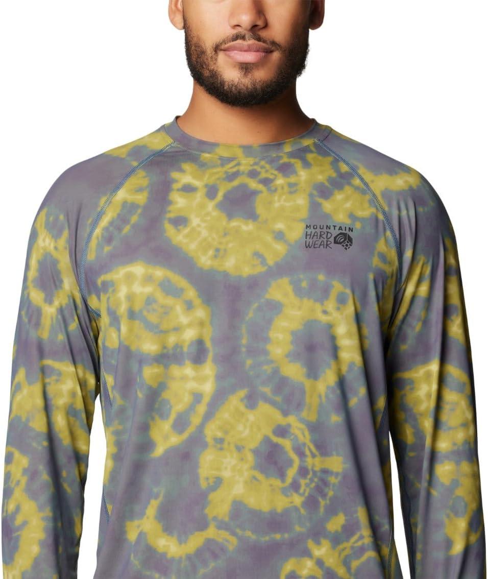 imageMountain Hardwear Mens Crater Lake Long Sleeve Crew Shirt for Hiking Camping Outdoor Adventures and Casual WearAdriatic Blue Spore Dye Print