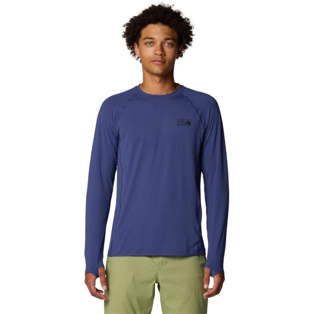 imageMountain Hardwear Mens Crater Lake Long Sleeve Crew Shirt for Hiking Camping Outdoor Adventures and Casual WearLapis Dusk