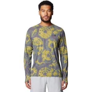 imageMountain Hardwear Mens Crater Lake Long Sleeve Crew Shirt for Hiking Camping Outdoor Adventures and Casual WearAdriatic Blue Spore Dye Print