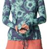 imageMountain Hardwear Womens Crater Lake Long Sleeve Hoody for Hiking Camping Backpacking and Casual WearLapis Dusk Spore Dye Print