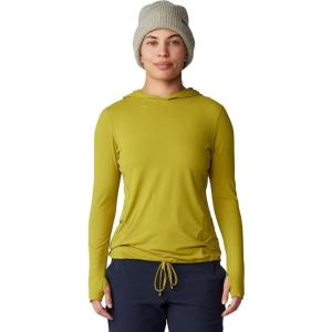 imageMountain Hardwear Womens Crater Lake Long Sleeve Hoody for Hiking Camping Backpacking and Casual WearPython Green