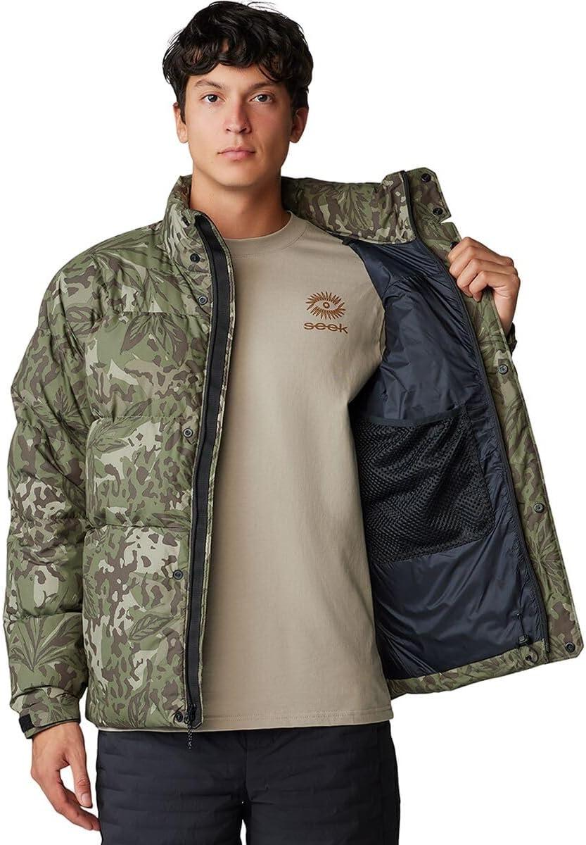 imageMountain Hardwear Mens Nevadan Down JacketStone Green Forests Floor Print  New 2024