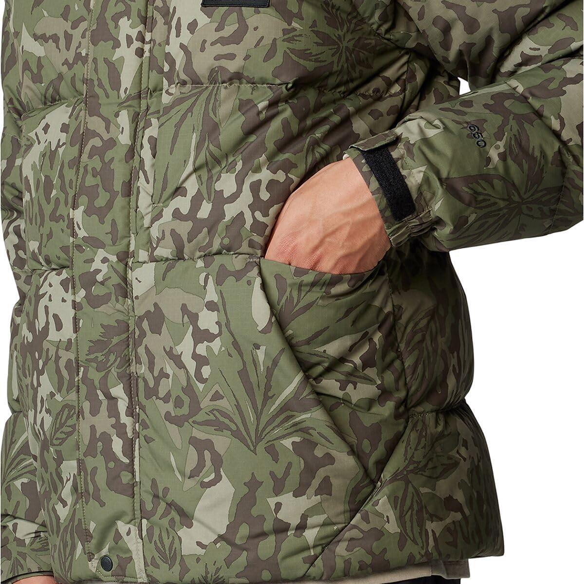 imageMountain Hardwear Mens Nevadan Down JacketStone Green Forests Floor Print  New 2024