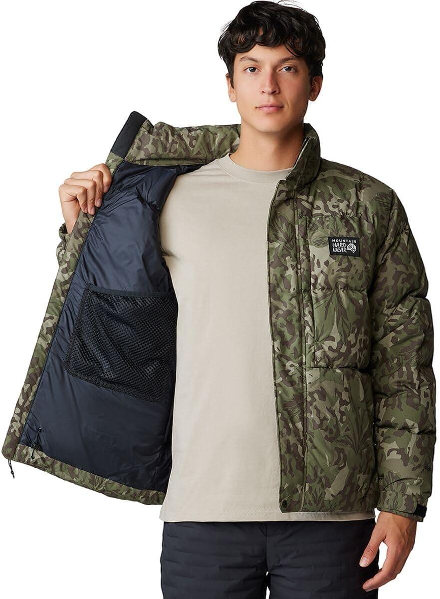 imageMountain Hardwear Mens Nevadan Down JacketStone Green Forests Floor Print  New 2024