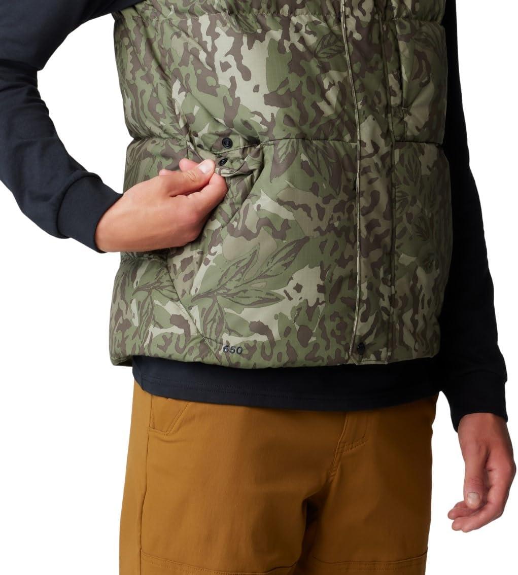 imageMountain Hardwear Mens Nevadan Down VestStone Green Forests Floor Print  New 2024