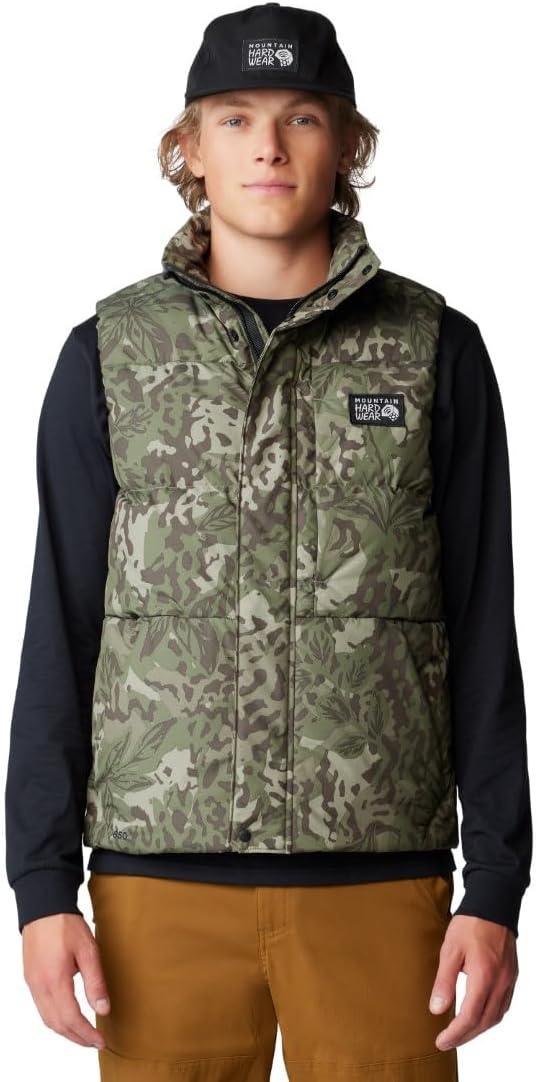 imageMountain Hardwear Mens Nevadan Down VestStone Green Forests Floor Print  New 2024