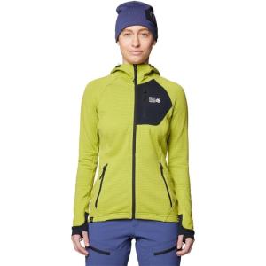 imageMountain Hardwear Womens Polartec Power Grid Full Zip HoodyPython Green Heather  Black