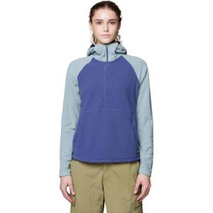 imageMountain Hardwear Womens Summit Grid Half Zip Hoody for Backpacking Hiking and Camping  Lightweight and InsulatedLapis Dusk  Ice Shadow
