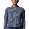 image:imageMountain Hardwear womens Crater Lake Long Sleeve CropBlue Slate Scattered Dye Print