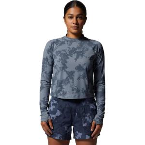 image:imageMountain Hardwear womens Crater Lake Long Sleeve CropBlue Slate Scattered Dye Print
