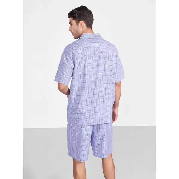 DAVID ARCHY Men's Lightweight Sleepwear Woven Cotton Button-Down Short Sleeve Pajamas Set Summer Loungewear