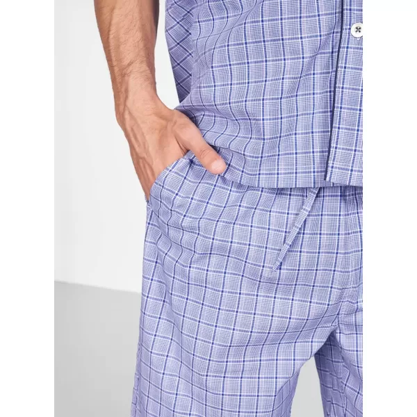 DAVID ARCHY Men's Lightweight Sleepwear Woven Cotton Button-Down Short Sleeve Pajamas Set Summer Loungewear