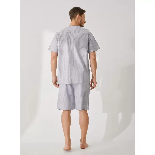 DAVID ARCHY Men's Lightweight Sleepwear Woven Cotton Button-Down Short Sleeve Pajamas Set Summer Loungewear