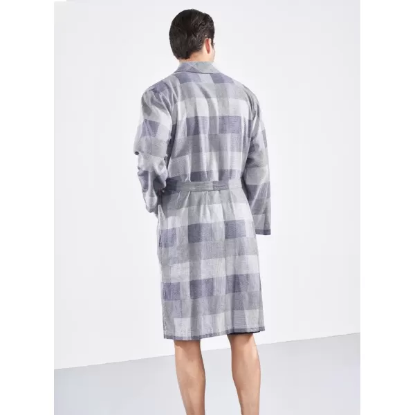 DAVID ARCHY Men's Summer Lightweight Robe Soft Flannel Cotton Bathrobe for Hotel Spa Shawl Collar Housecoat