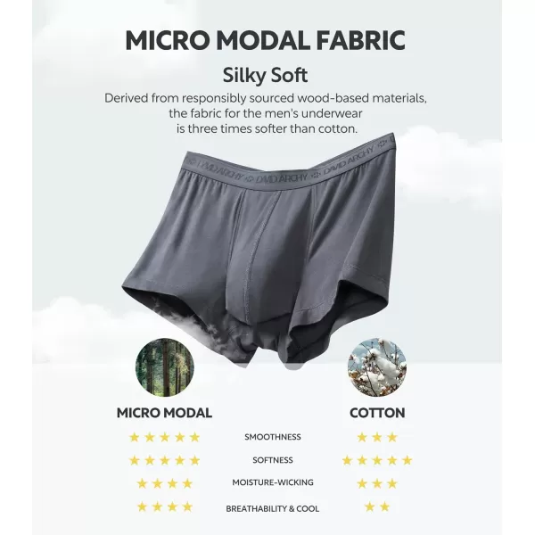 DAVID ARCHY Mens Underwear Ultra Soft Micro Modal Support Pouch Trunks Moisture Wicking Boxer Briefs for Men 3 or 4 Packs