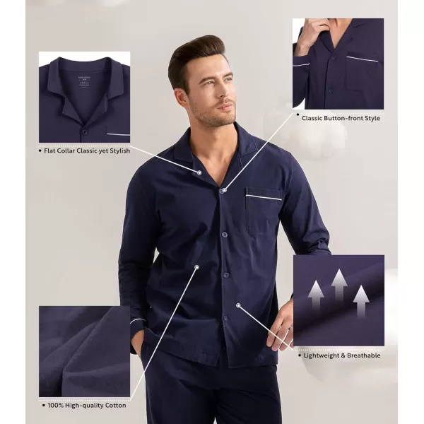 Men's Cotton Sleepwear Button-Down Pajamas Set