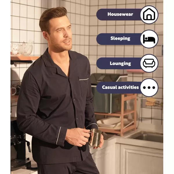 Men's Cotton Sleepwear Button-Down Pajamas Set