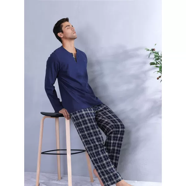 Men's Pajamas Set Long Tops and Bottoms Sleepwear Loungewear Pjs