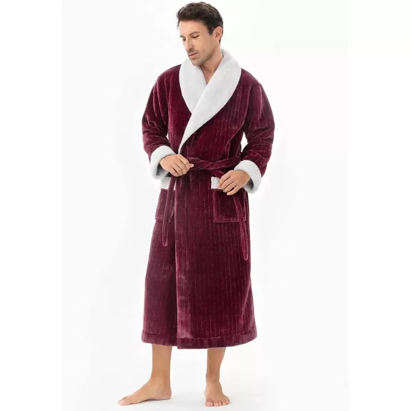 Men's Robe, Warm and Soft Cozy Coral Plush Fleece Long Bathrobe