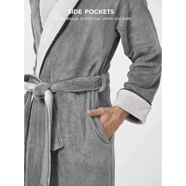 Men's Robe, Warm and Soft Cozy Coral Plush Fleece Long Bathrobe