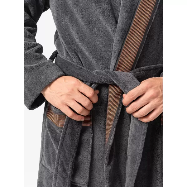 Men's Robe, Warm and Soft Cozy Coral Plush Fleece Long Bathrobe