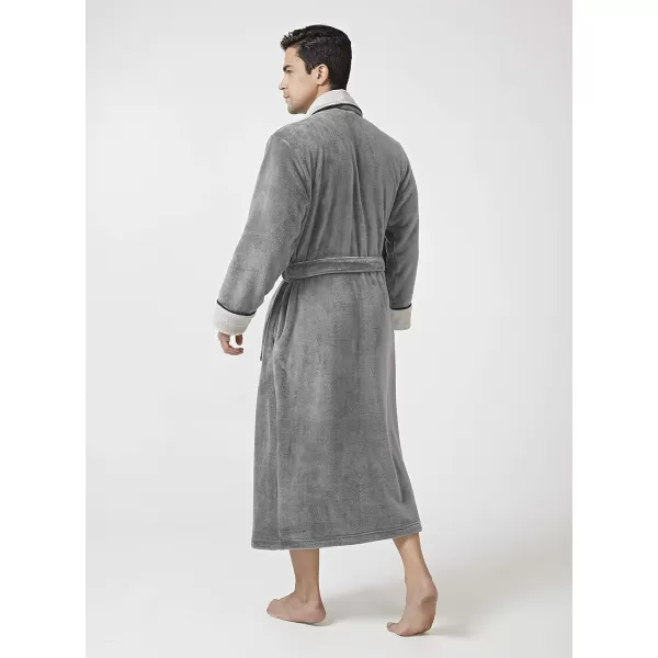 Men's Robe, Warm and Soft Cozy Coral Plush Fleece Long Bathrobe