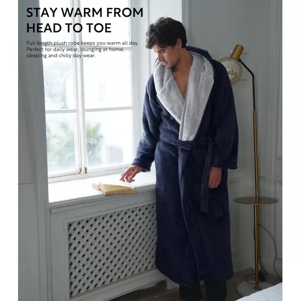 Men's Soft Fleece Plush Robe Full Length Long Bathrobe