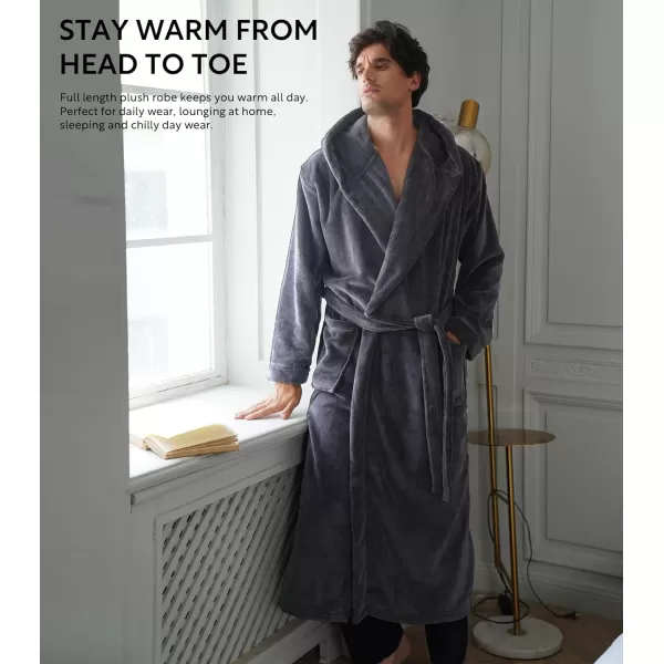 Men's Soft Fleece Plush Robe Full Length Long Bathrobe