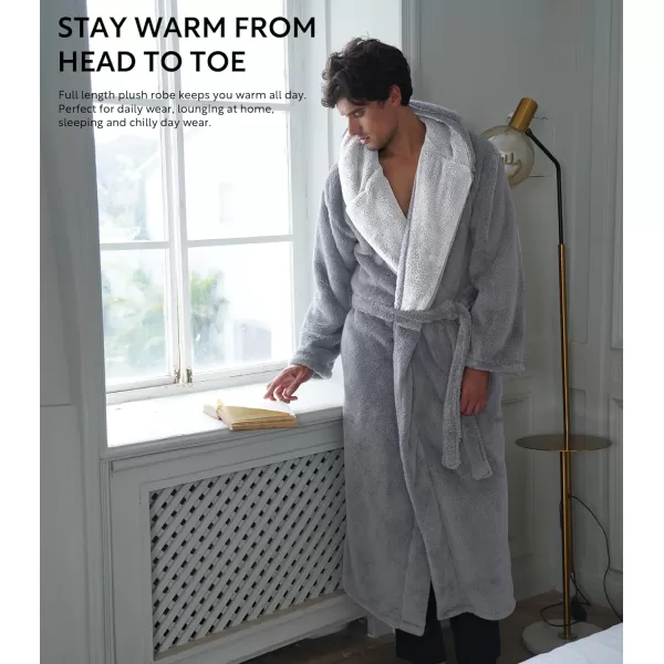 Men's Soft Fleece Plush Robe Full Length Long Bathrobe