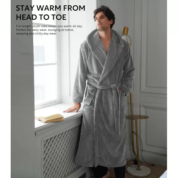 Men's Soft Fleece Plush Robe Full Length Long Bathrobe