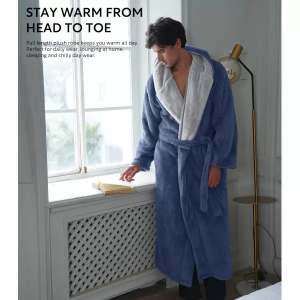 Men's Soft Fleece Plush Robe Full Length Long Bathrobe