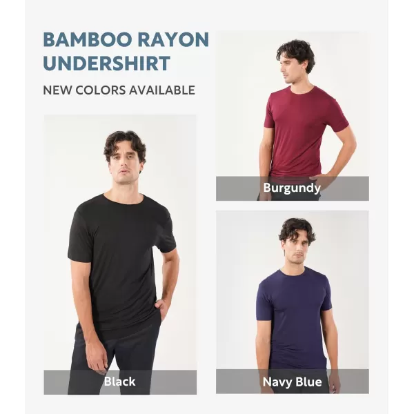 Men's Undershirt Bamboo Rayon Moisture-Wicking T-Shirts Stretch Crewneck/V-Neck Tees for Men, 3 or 5 Pack