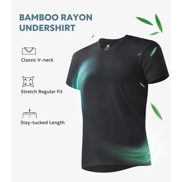 Men's Undershirt Bamboo Rayon Moisture-Wicking T-Shirts Stretch Crewneck/V-Neck Tees for Men, 3 or 5 Pack